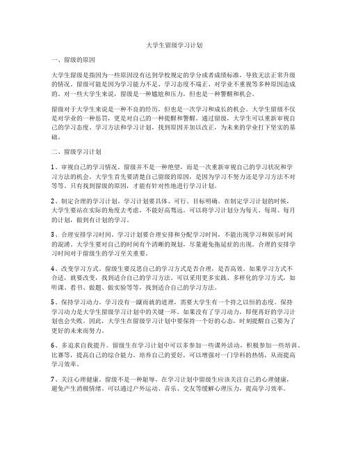 大学生留级学习计划