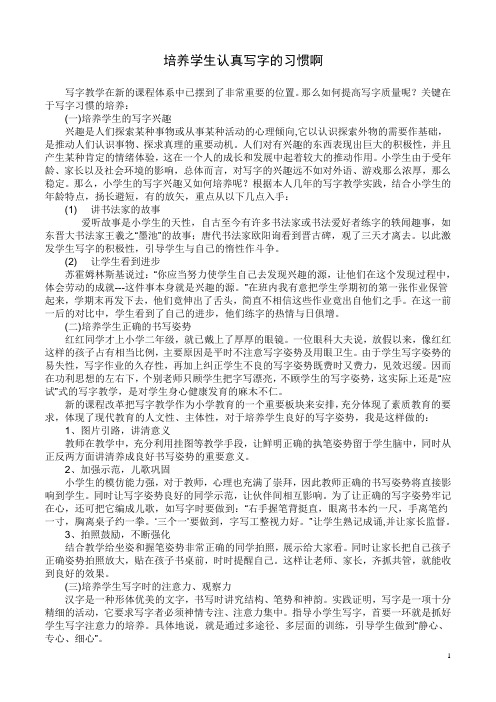 培养学生认真写字的习惯