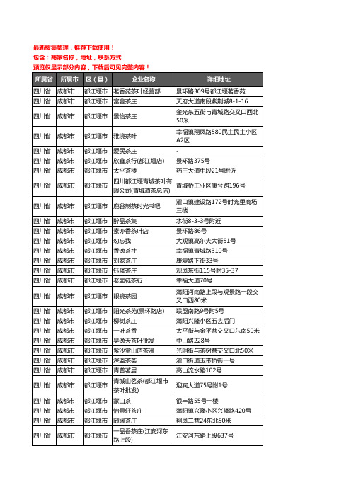 新版四川省成都市都江堰市茶庄企业公司商家户名录单联系方式地址大全177家
