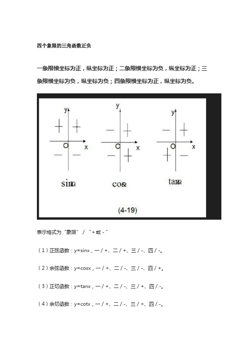 四个象限的三角函数正负