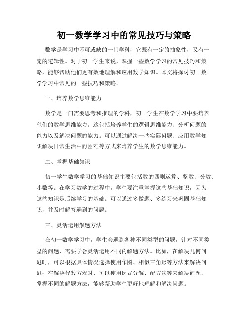 初一数学学习中的常见技巧与策略