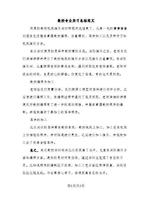 数控专业实习总结范文（2篇）