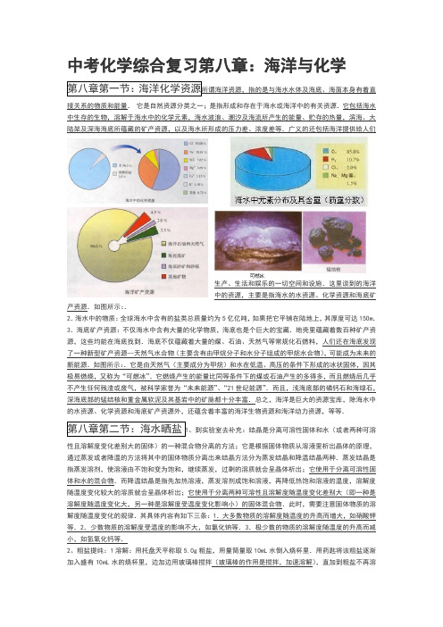 中考化学综合复习第八章海洋与化学(有习题和答案)