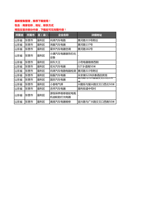 新版山东省东营市垦利区汽车电器企业公司商家户名录单联系方式地址大全13家