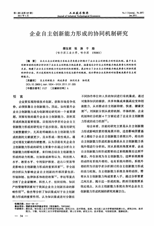 企业自主创新能力形成的协同机制研究