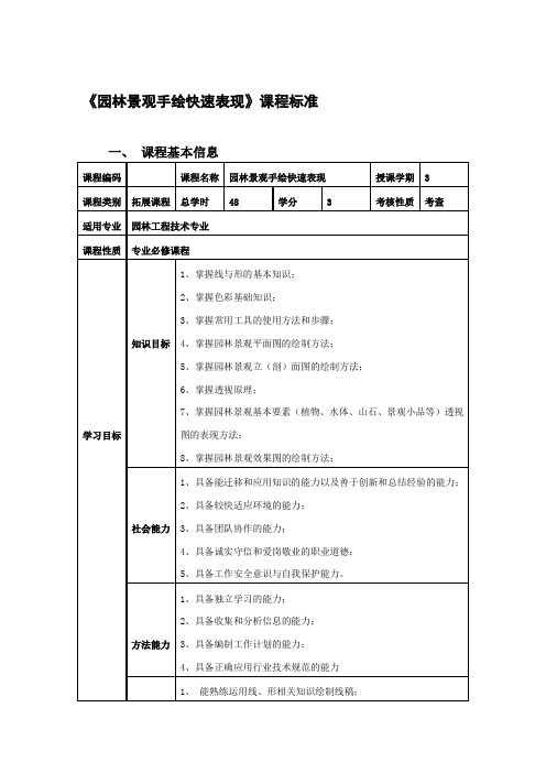 《园林景观手绘快速表现》课程标准--刘学锋