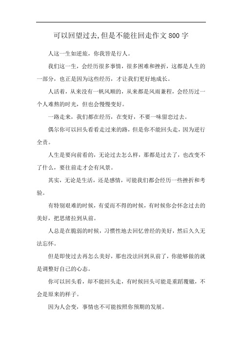 可以回望过去,但是不能往回走作文800字