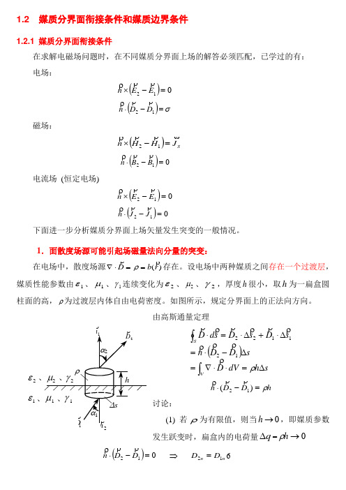 1.2  媒质分界面条件和边界条件