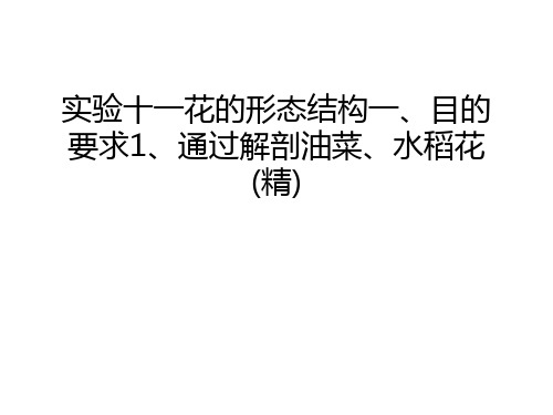 实验十一花的形态结构一、目的要求1、通过解剖油菜、水稻花(精)教学提纲