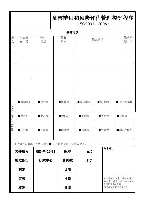 亚马逊危险辩识和风险评估管理控制程序21