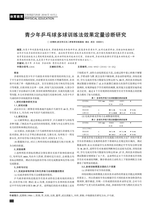 青少年乒乓球多球训练法效果定量诊断研究