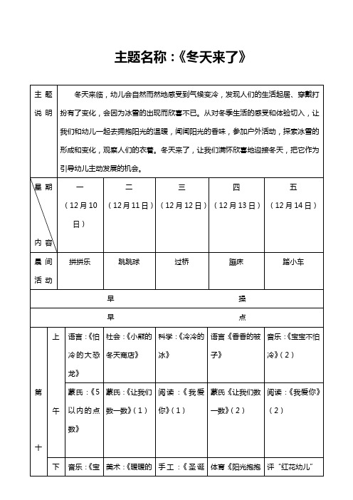 第十四周计划表