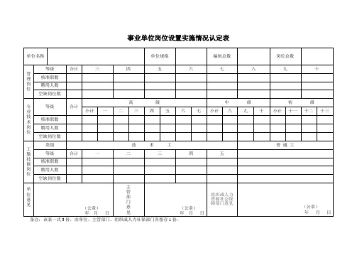 事 业 单 位 岗 位 聘 用 情 况 认 定 表