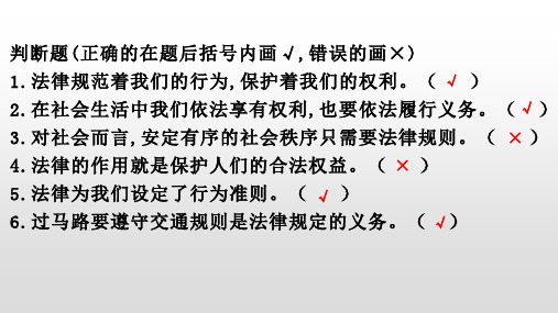 六年级上册道德与法治判断题练习