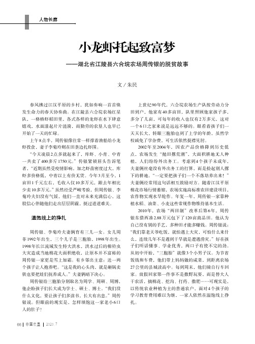 小龙虾托起致富梦——湖北省江陵县六合垸农场周传银的脱贫故事