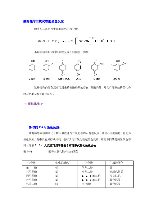 醇酚醚与三氯化铁的显色反应