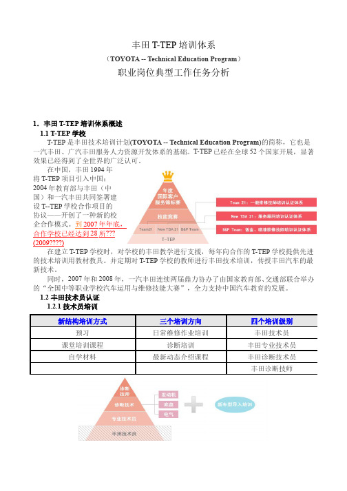 丰田T-TEP培训体系职业岗位典型工作任务分析