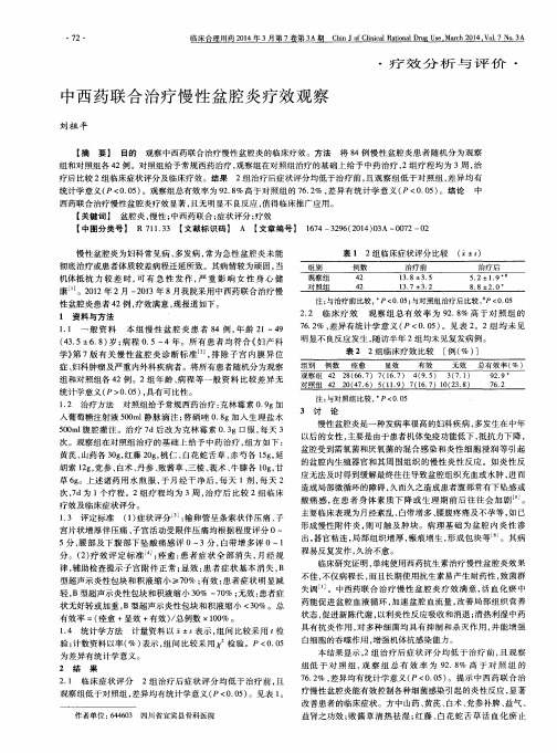 中西药联合治疗慢性盆腔炎疗效观察