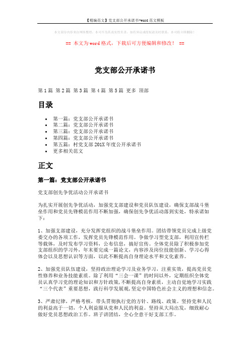【精编范文】党支部公开承诺书-word范文模板 (9页)