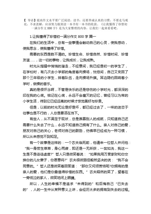 让我懂得了珍惜初一满分作文800字