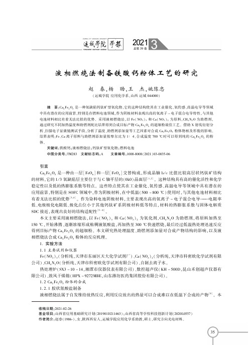 液相燃烧法制备铁酸钙粉体工艺的研究