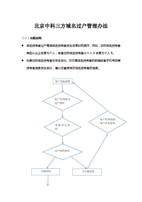 北京中科三方域名过户管理办法2019.2.25