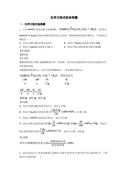 化学方程式经典例题