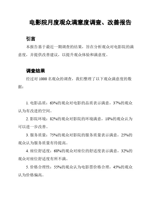 电影院月度观众满意度调查、改善报告