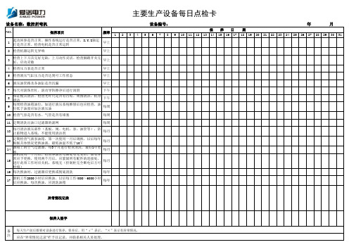 数控折弯机日常维护保养点检记录表