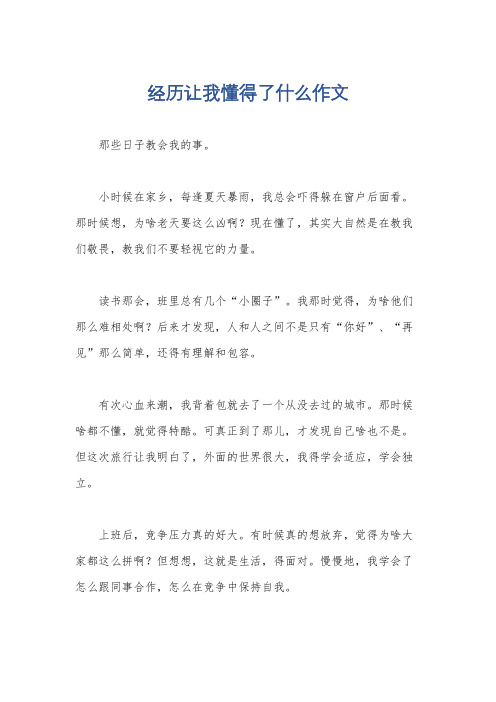 经历让我懂得了什么作文