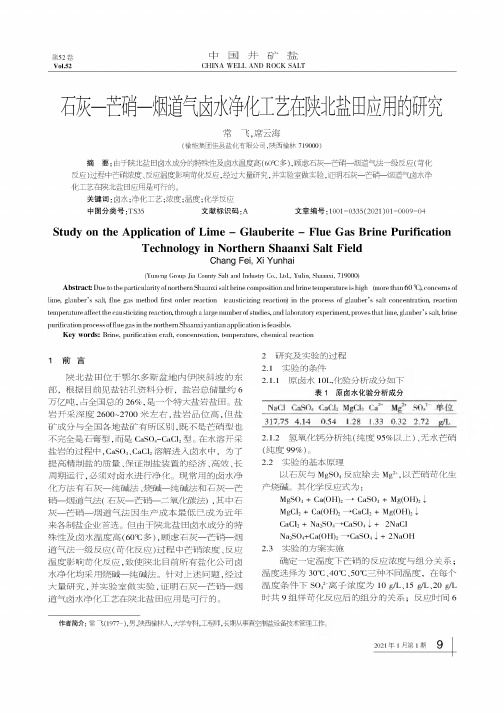 石灰—芒硝—烟道气卤水净化工艺在陕北盐田应用的研究