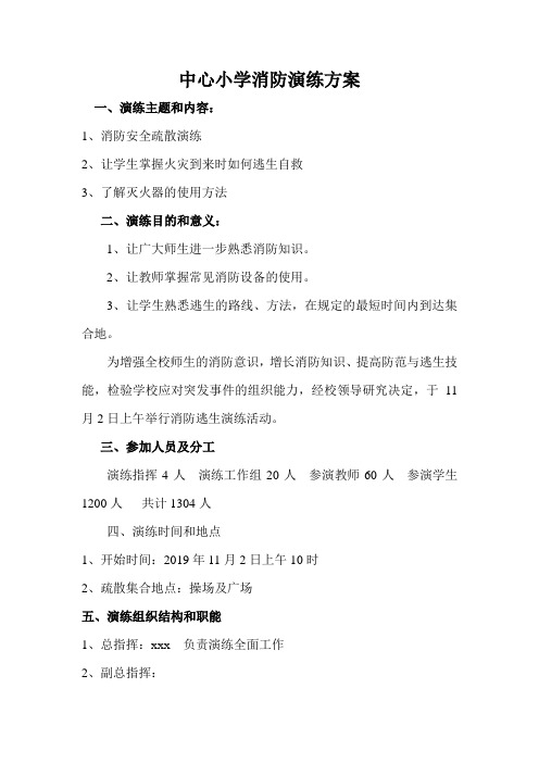 2019中心小学消防演练方案