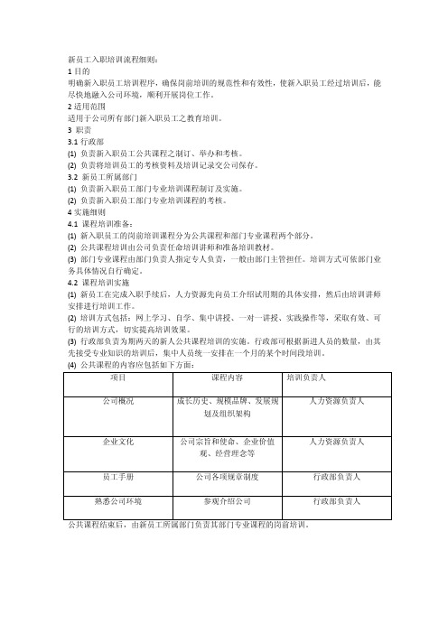 新员工入职培训流程细则