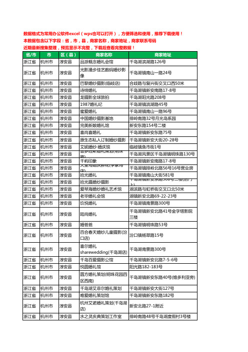 2020新版浙江省杭州市淳安县婚庆公司工商企业公司商家名录名单联系电话号码地址大全46家