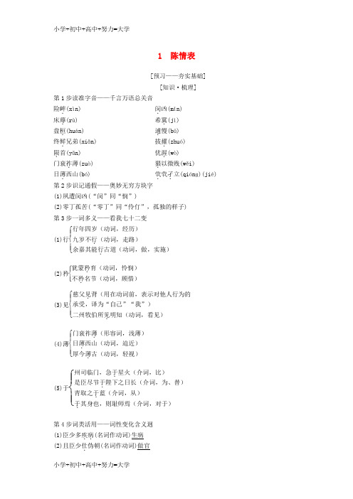 配套K122018-2019学年高中语文 第1单元 至爱至亲 1 陈情表教师用书 鲁人版必修3