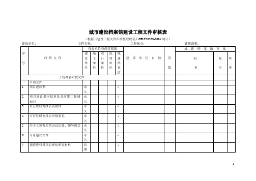 城建档案馆归档目录