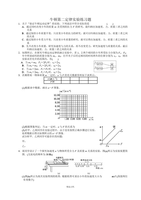 牛顿第二定律实验练习题(含答案)