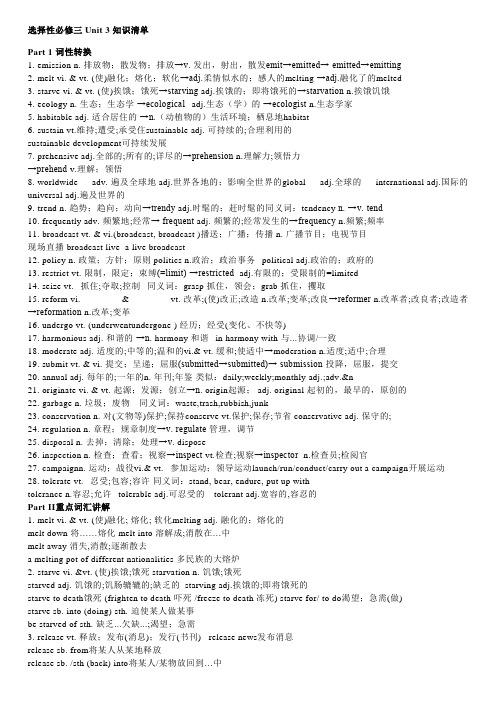 Unit3EnvironmentalProtection知识清单-高中英语人教版选择性