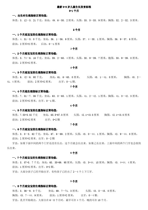 最新0--3岁儿童发育标准