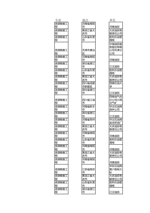 2010级西南石油资源勘查毕业生去向