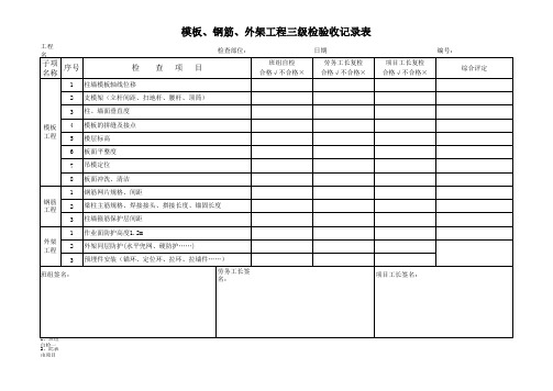 三级检验收记录表