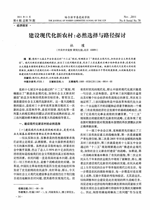 建设现代化新农村：必然选择与路径探讨