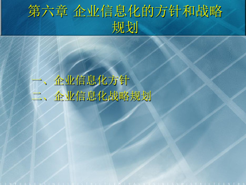 第六章 企业信息化的方针和战略规划