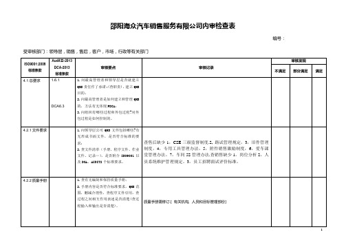 内审检查表-1DSSA