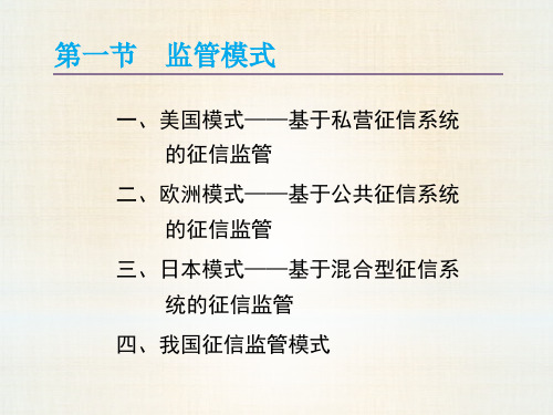 第六章  征信监管  《征信理论与实务》PPT课件