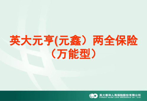 英大人寿元亨元鑫两全保险万能型产品责任及优势目标市场销售组合33页he