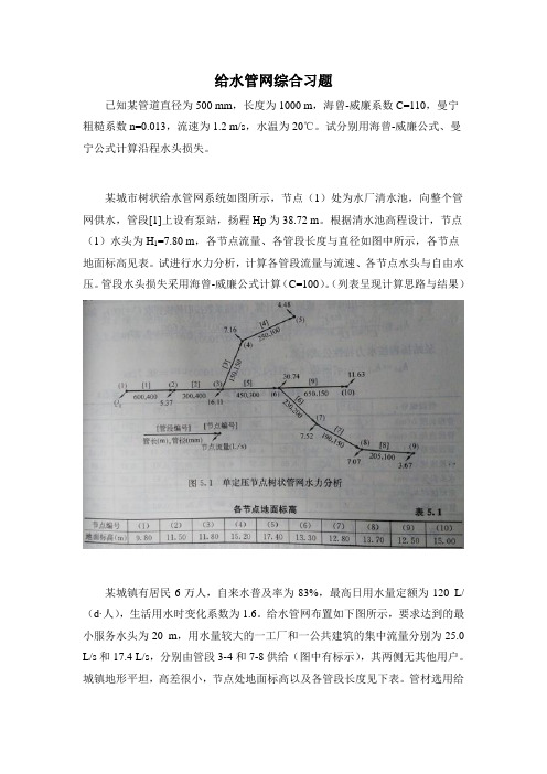 160429 给水管网计算习题