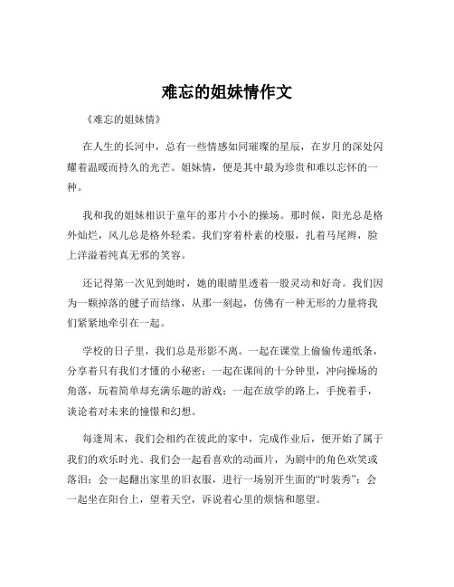 难忘的姐妹情作文