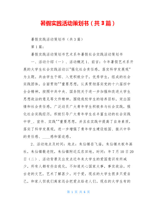 暑假实践活动策划书(共3篇)