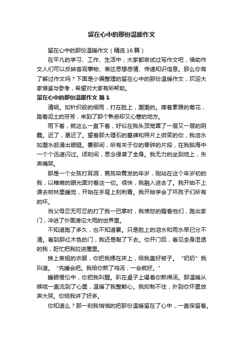 留在心中的那份温暖作文（精选16篇）